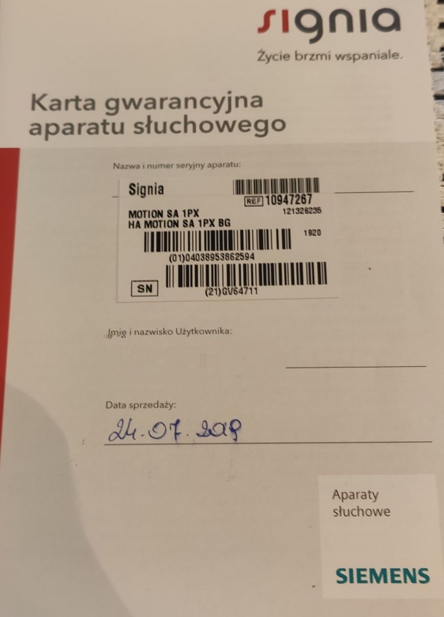 Aparaty słuchowe Signia Motion SA 1PX