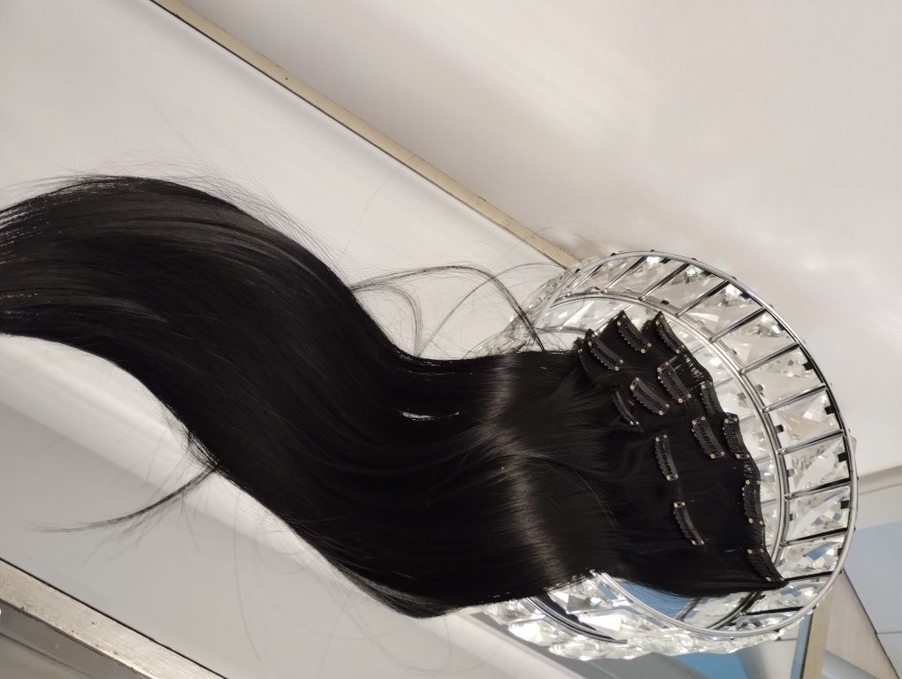 Włosy clip in gęsty zestaw czarne