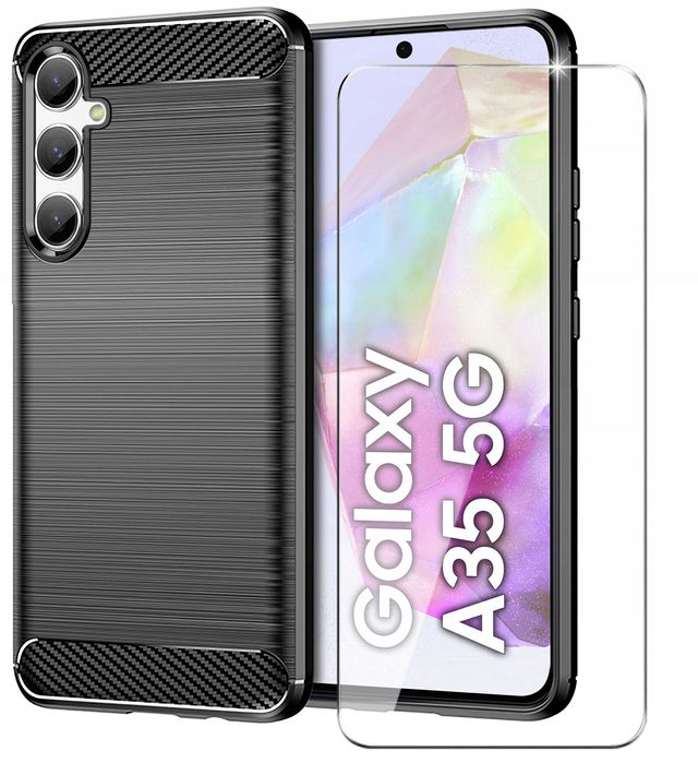 Etui Carbon do Samsung Galaxy A35 5G + Szkło Hartowane