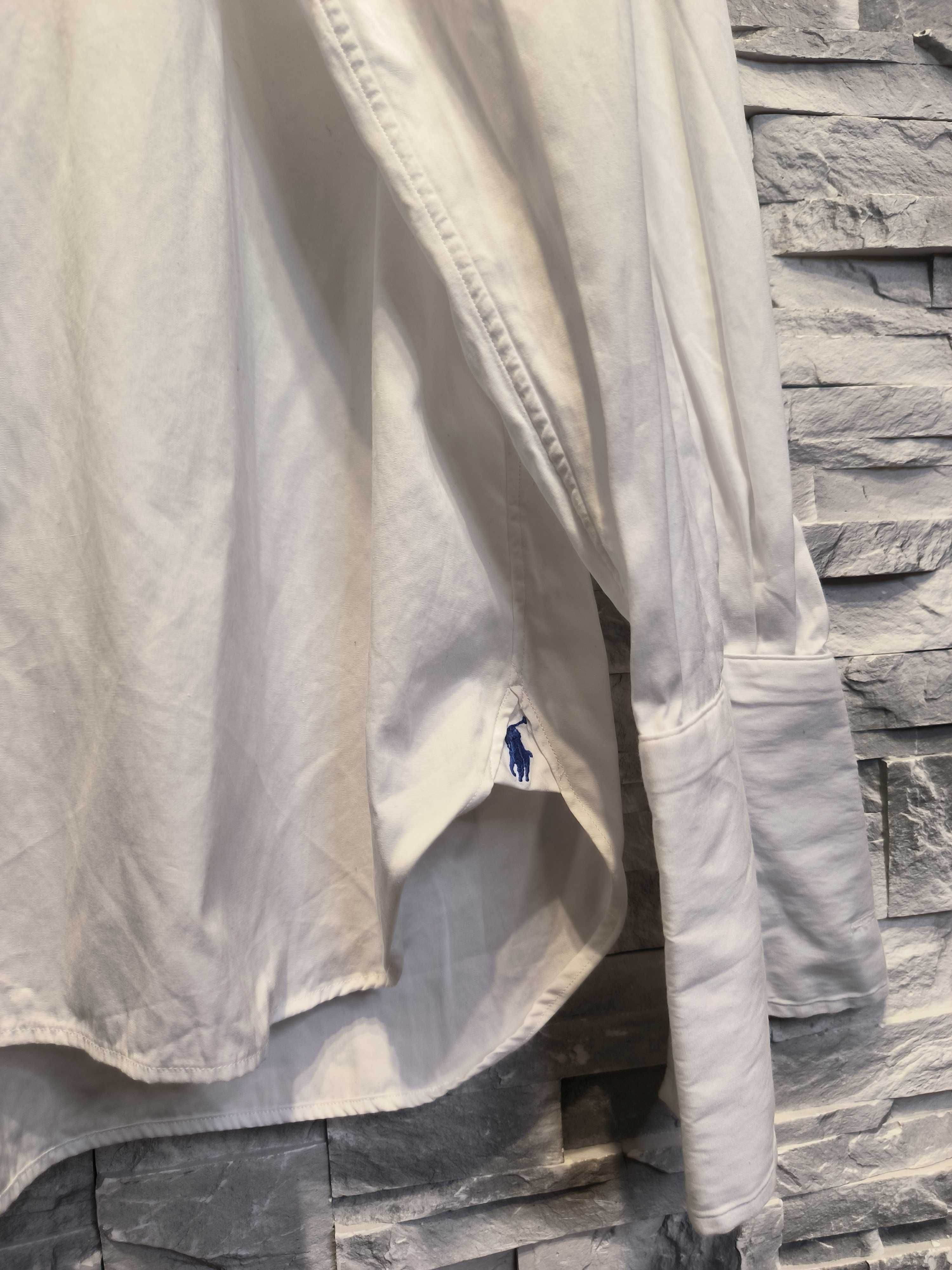 Koszula Biała Ralph Lauren Elegancka Spinki Długi Rękaw