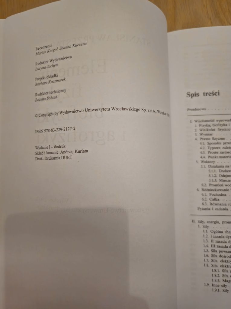 Elementy fizyki, biofizyki i agrofizyki Przestalski