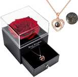 Colar de presente, flor rosa real encantada