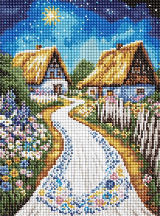 Алмазна мозаїка «Хатка», готова, ручна робота