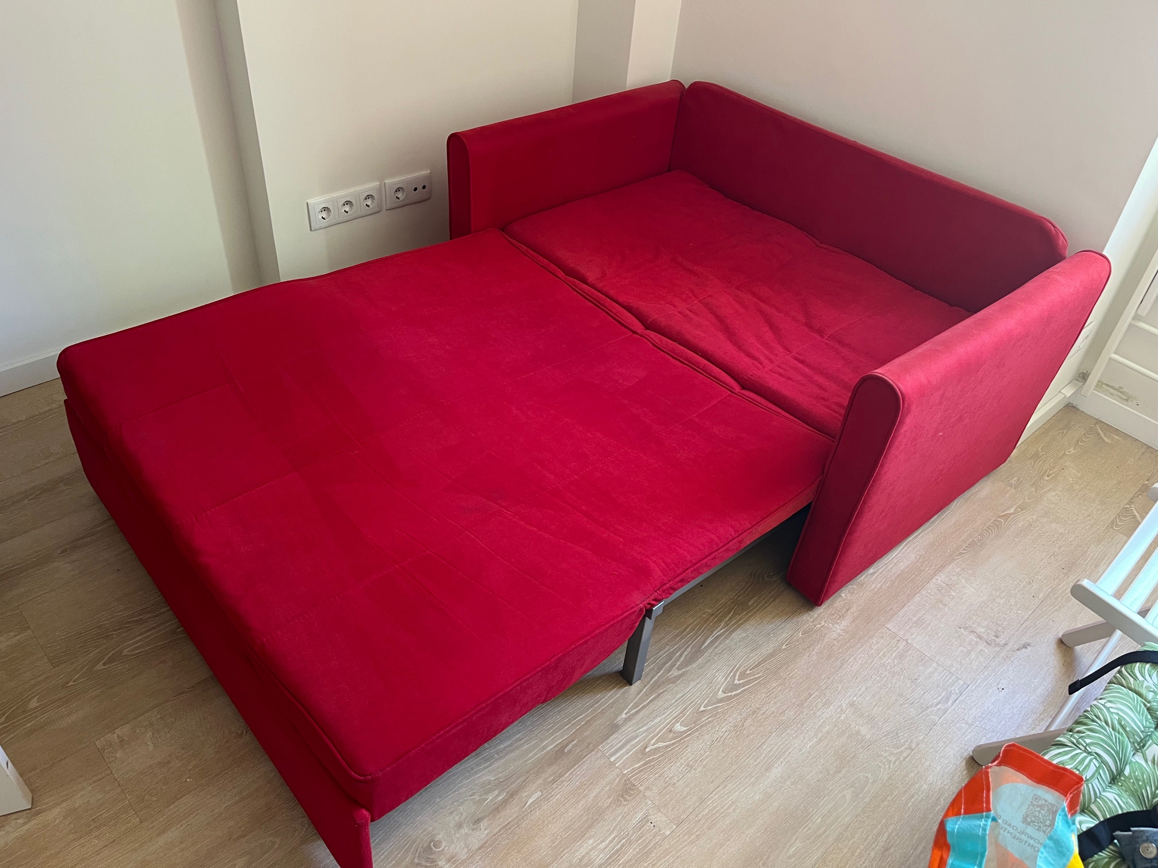 Sofá-cama vermelho 140cm