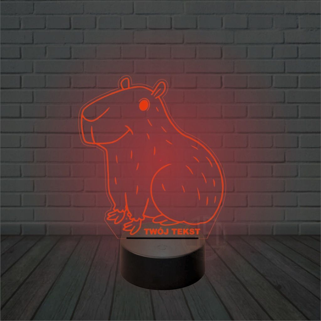 Lampka nocna na biurko 3d led imię grawer KAPIBARA