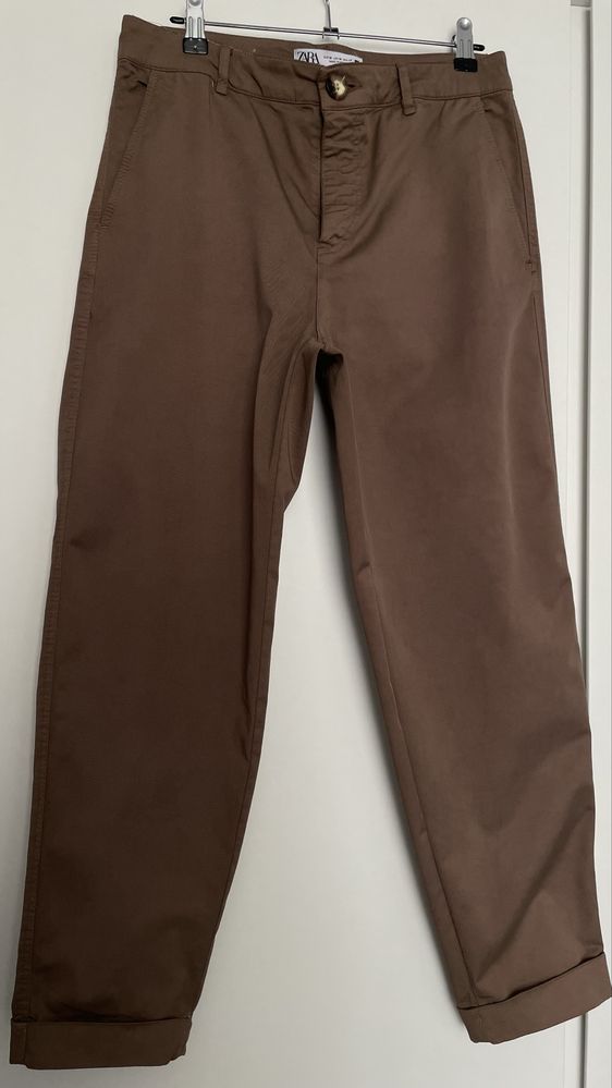 Брюки zara шоколадного кольору