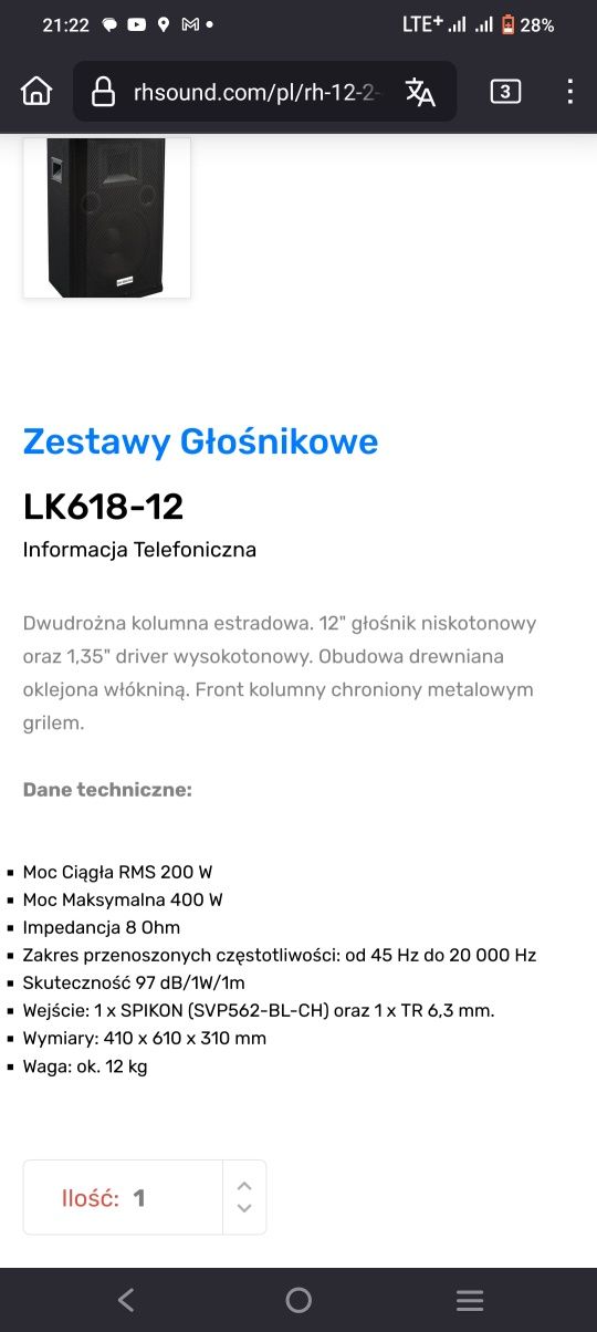 pfx 10d alphard powermixer głośniki estradowe 400w  prawdziwej mocy