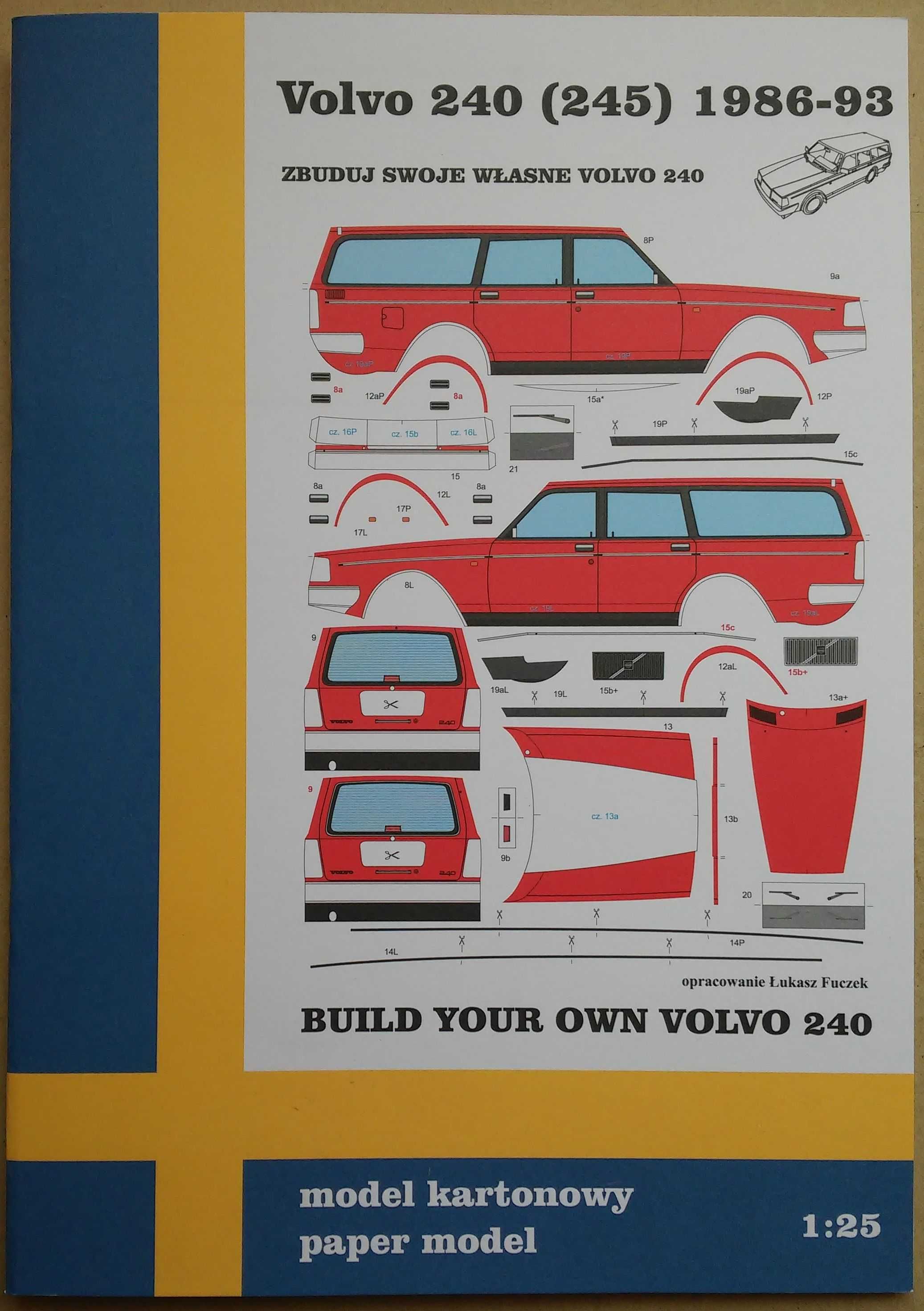 Volvo 240 kombi (245) model papierowy skala 1:25 modelarz kartonowy