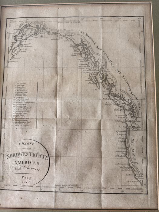Antyczna Mapa Rycina 1818 Północno-Zachodnie Wybrzeże Ameryki Unikat