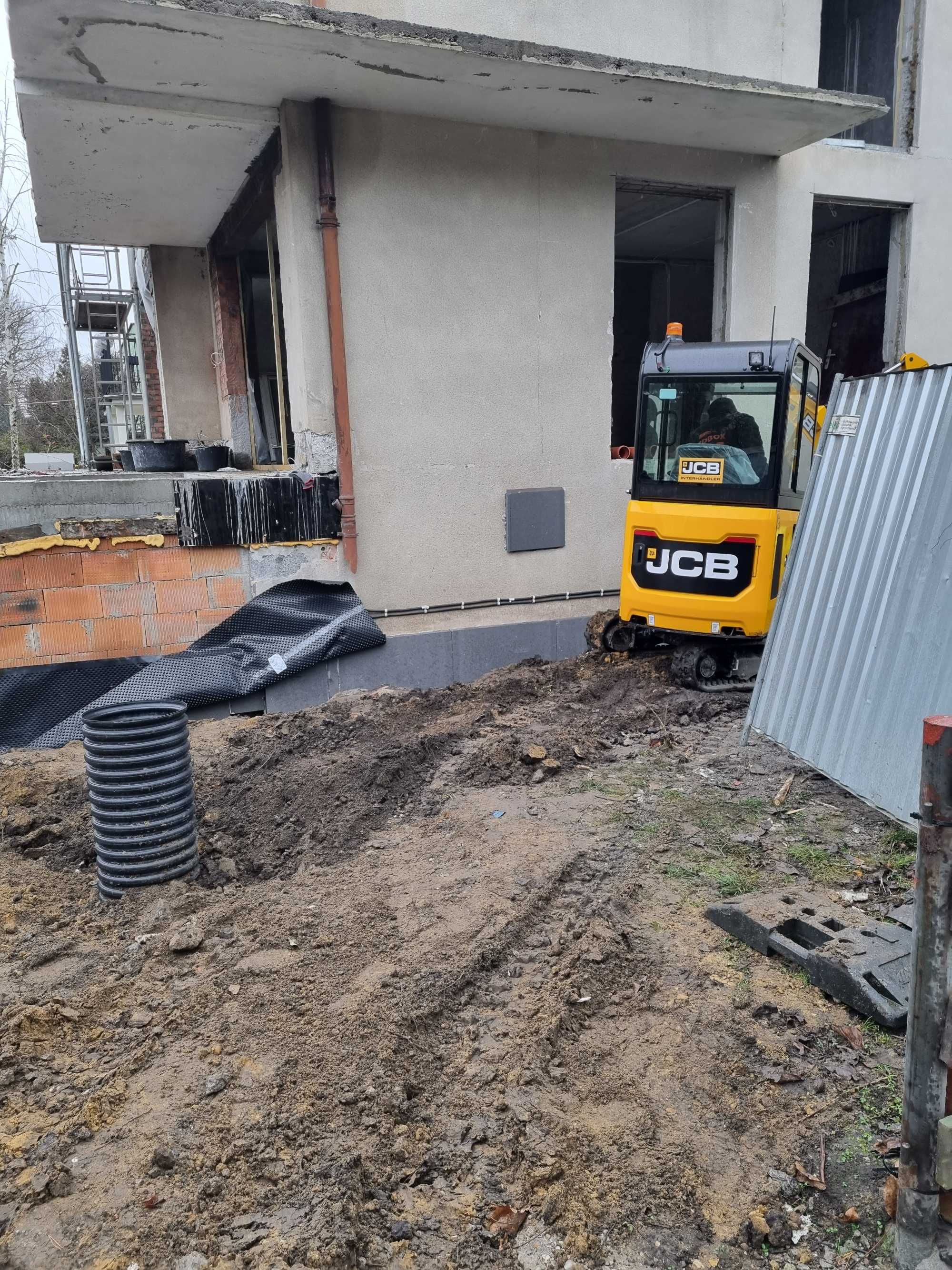 wykopy drenaże  odwodnienia prace ziemne wiertnica minikoparka