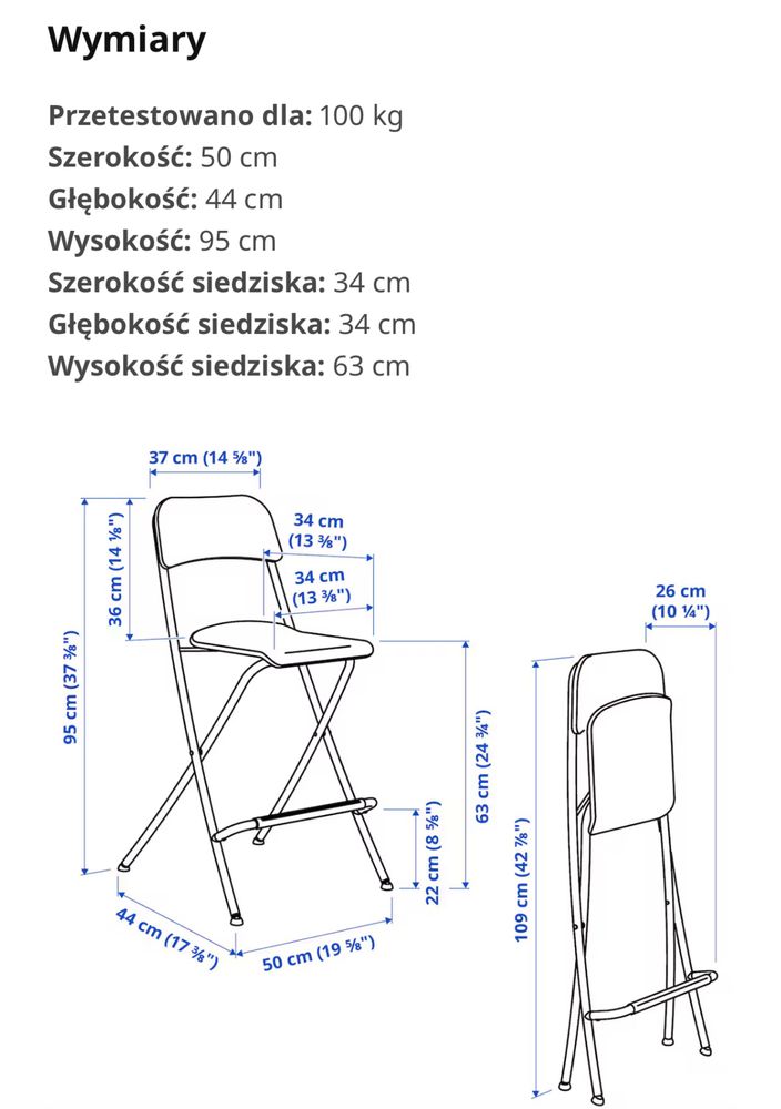 Ikea Franklin krzesło hoker nowe!