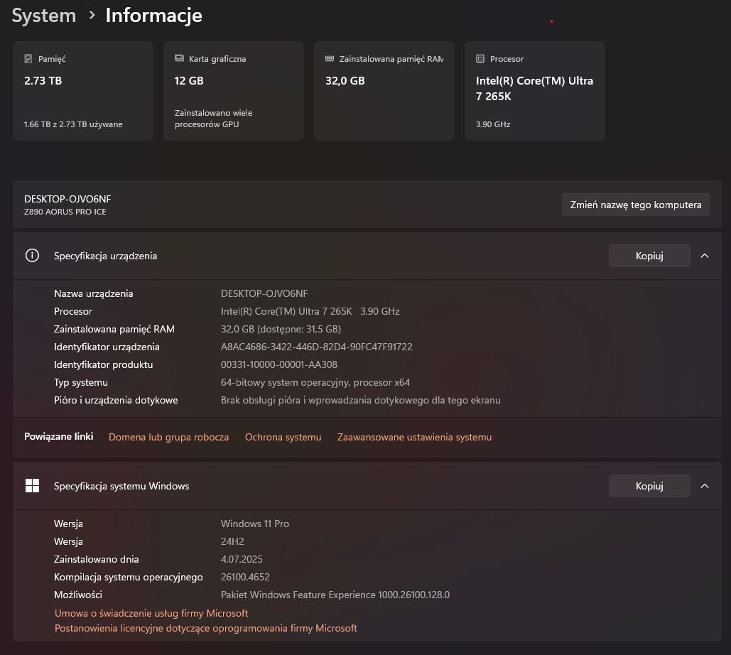 Komputer stacjonarny | RTX 4070 SUPER FOUNDERS| 32 GB RAM | 3TB SSD