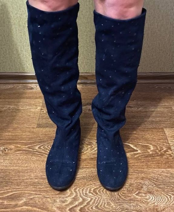 Сапоги осенние еко замш