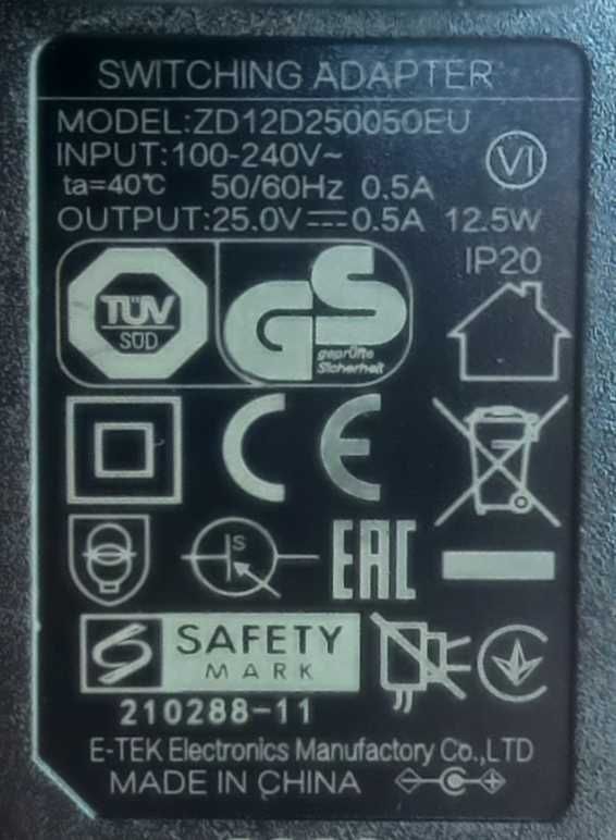 Адаптер до акумуляторного пилососу Philips CP0662/01 (ZD12D250050EU)