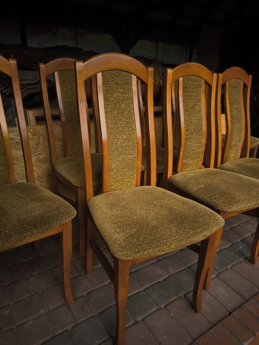 Meble stół do jadaln 2m z krzesłami 2x witryny dąb orzech klasyczny