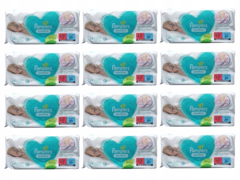 Chusteczki nawilżane Pampers Sensitive 12x52szt
