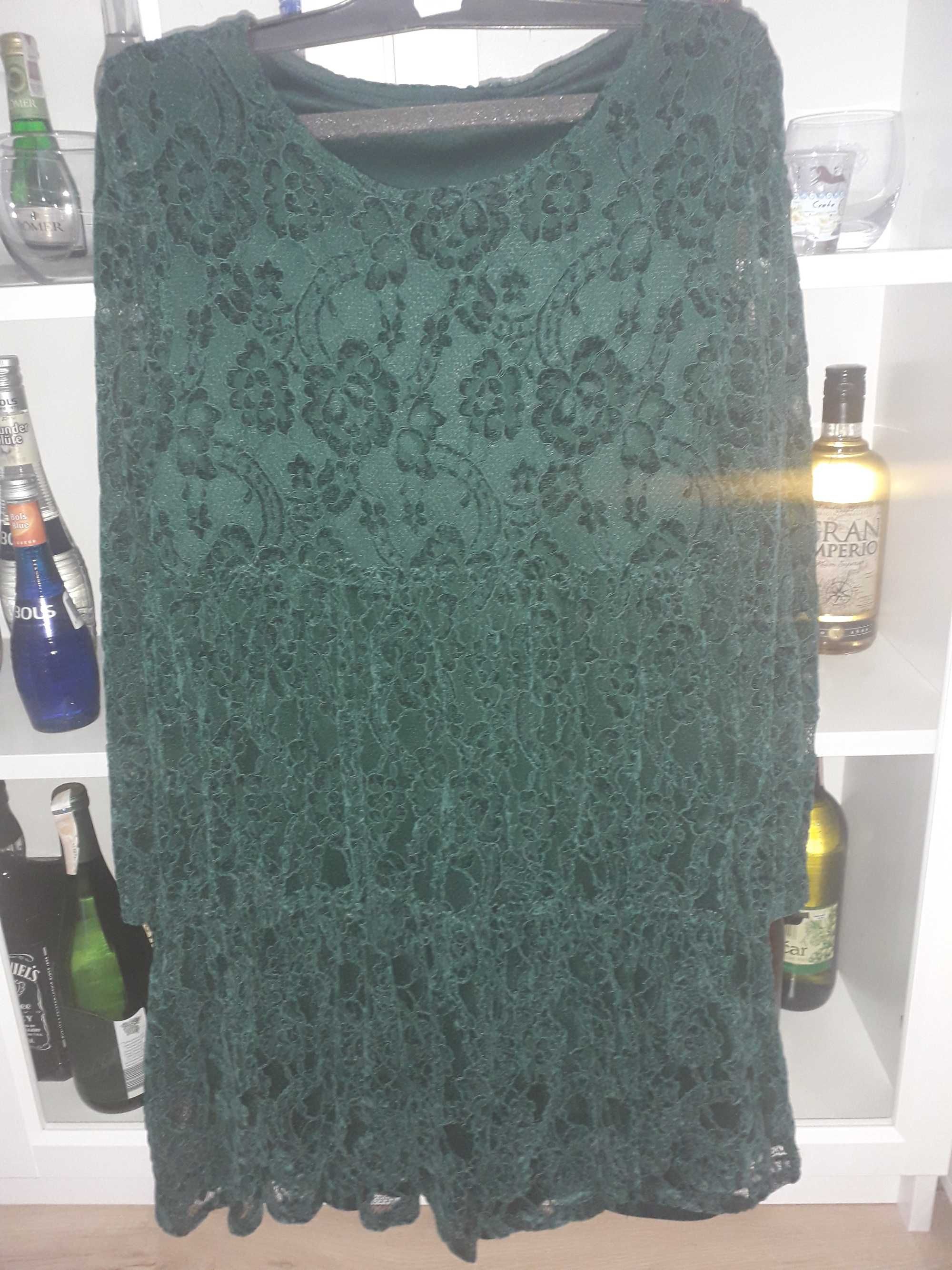 Sukienka koronkowa Reserved r. XS/ Butelkowa zieleń