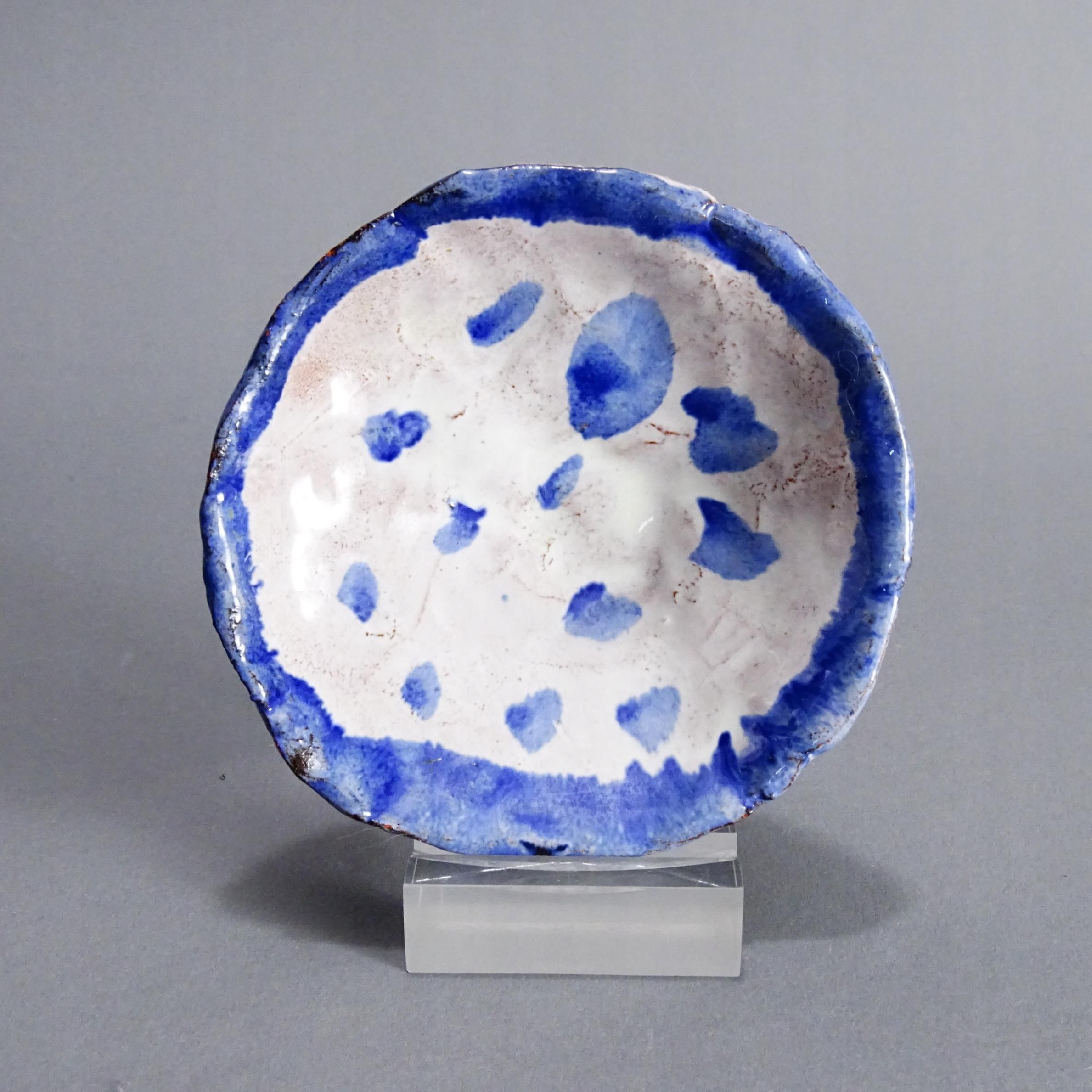 niebieska ceramiczna ręcznie wykonana sygnowana miseczka