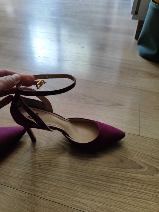 Fuksja róż szpilki damskie 38 3i jak nowe skóra