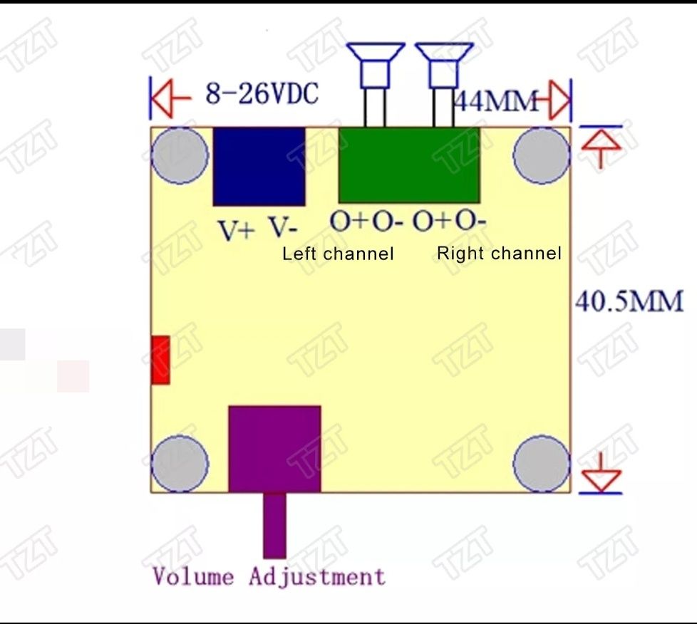 Усилитель мощности TPA3110 2*15 W. Питание DC 12-24V. Стерео, аудио.