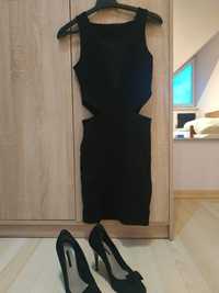 Sukienka czarna wieczorowa podkreślająca sylwetkę XS/34
