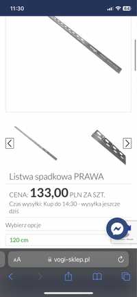 Listwa spadkowa prawa chrom inox vogi 120 cm odpływ liniowy