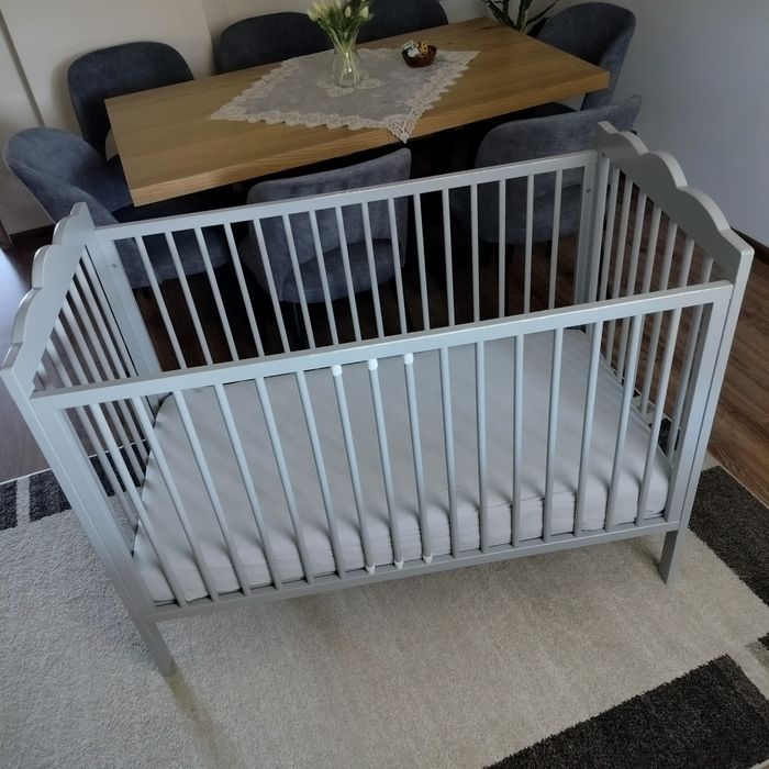 Łóżeczko dziecięce 120x60+ materac kokosowy- Oliwier szary