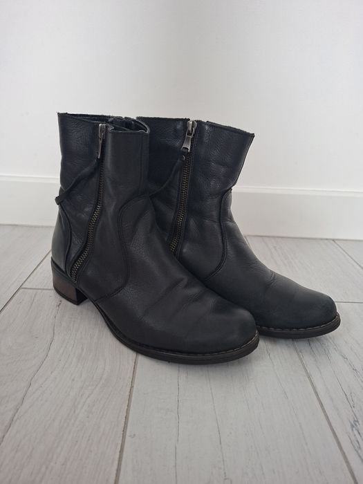 Czarne skórzane botki ,sztyblety