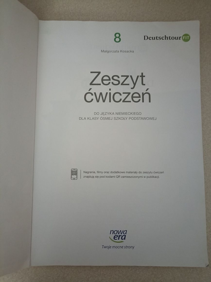 Zeszyt ćwiczeń do języka niemieckiego klasa ósma Nowa Era Kosacka