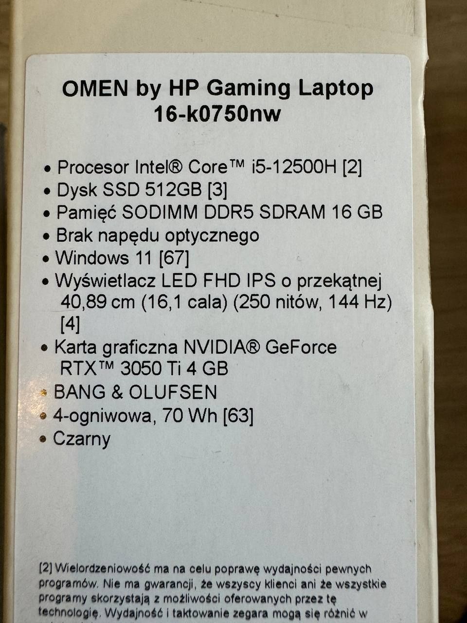 Продам новый игровой ноутбук HP OMEN-16 (i5-12500H/RTX3050Ti 95W)