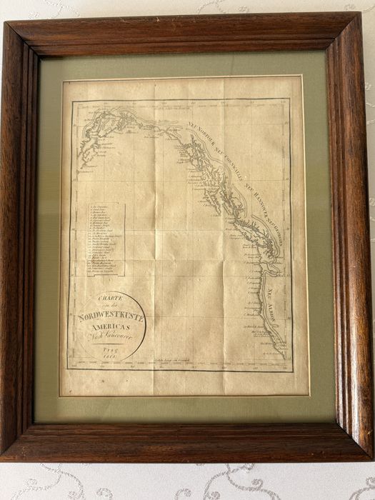 Antyczna Mapa Rycina 1818 Północno-Zachodnie Wybrzeże Ameryki Unikat