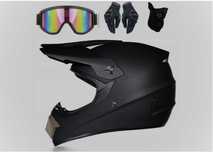 Kask enduro, gogle, rękawice, komin