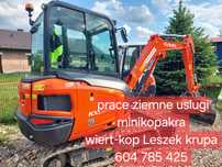 Minikoparka 1.6t, koparka 2.7t wiertnica, usuwanie korzeni