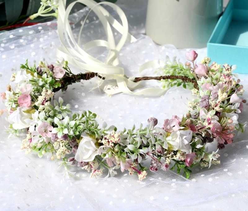 Romantyczny Wianek Opaska Wianuszek Kwiaty BOHO