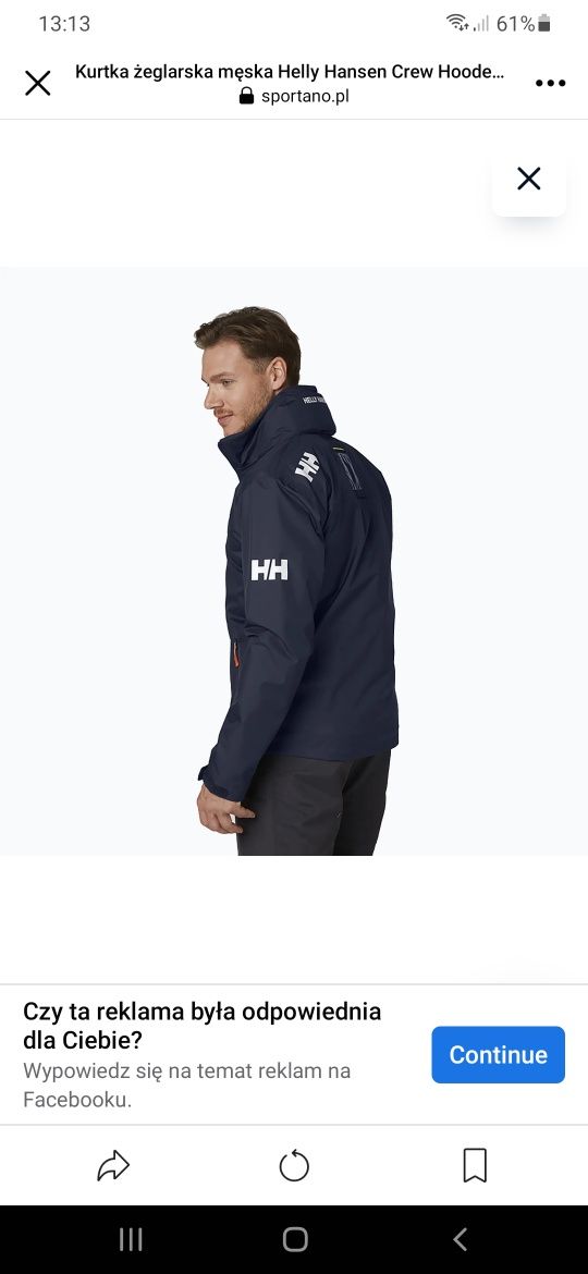 Kurtka żeglarska męska Helly Hansen Crew Hooded navy