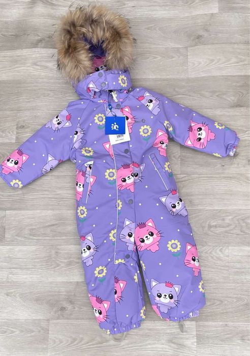 Зимовий/зимний суцільний термокомбінезон на дівчинку/девочку 80-104