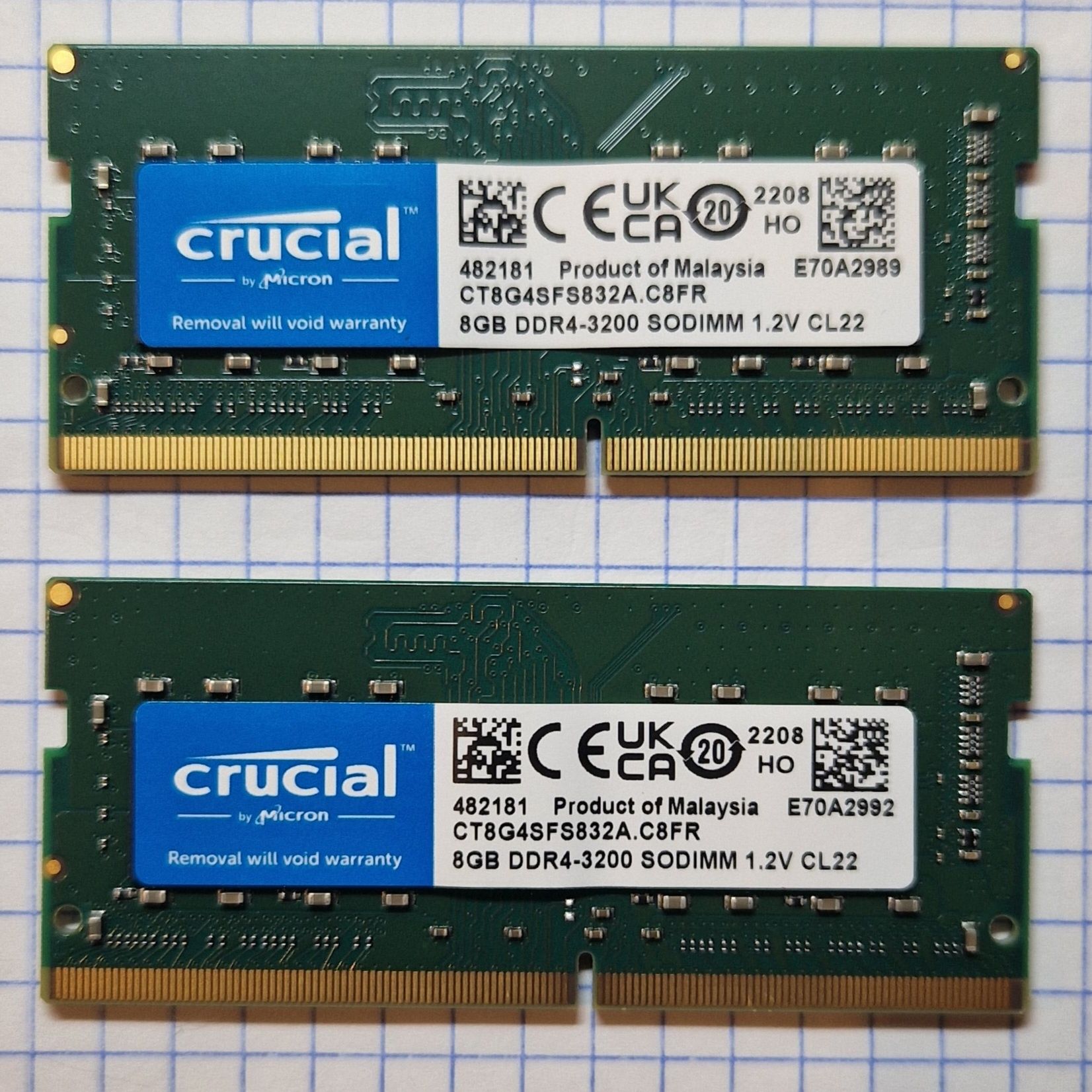 Оперативна пам'ять Crucial 16 GB (2x8GB) DDR4 3200MHz (CT2K8G4SFRA32A)