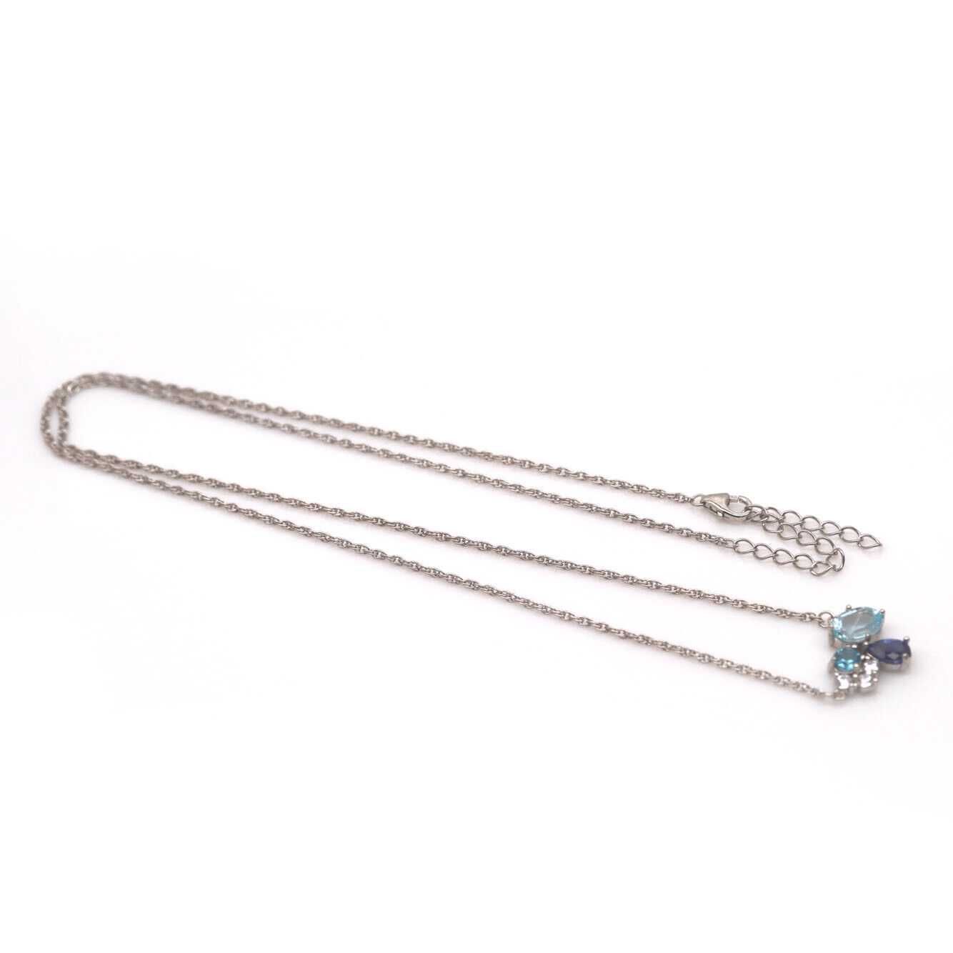 Ожерелье из серебра 925 пробы с швейцарским, голубым топазом, сапфиром