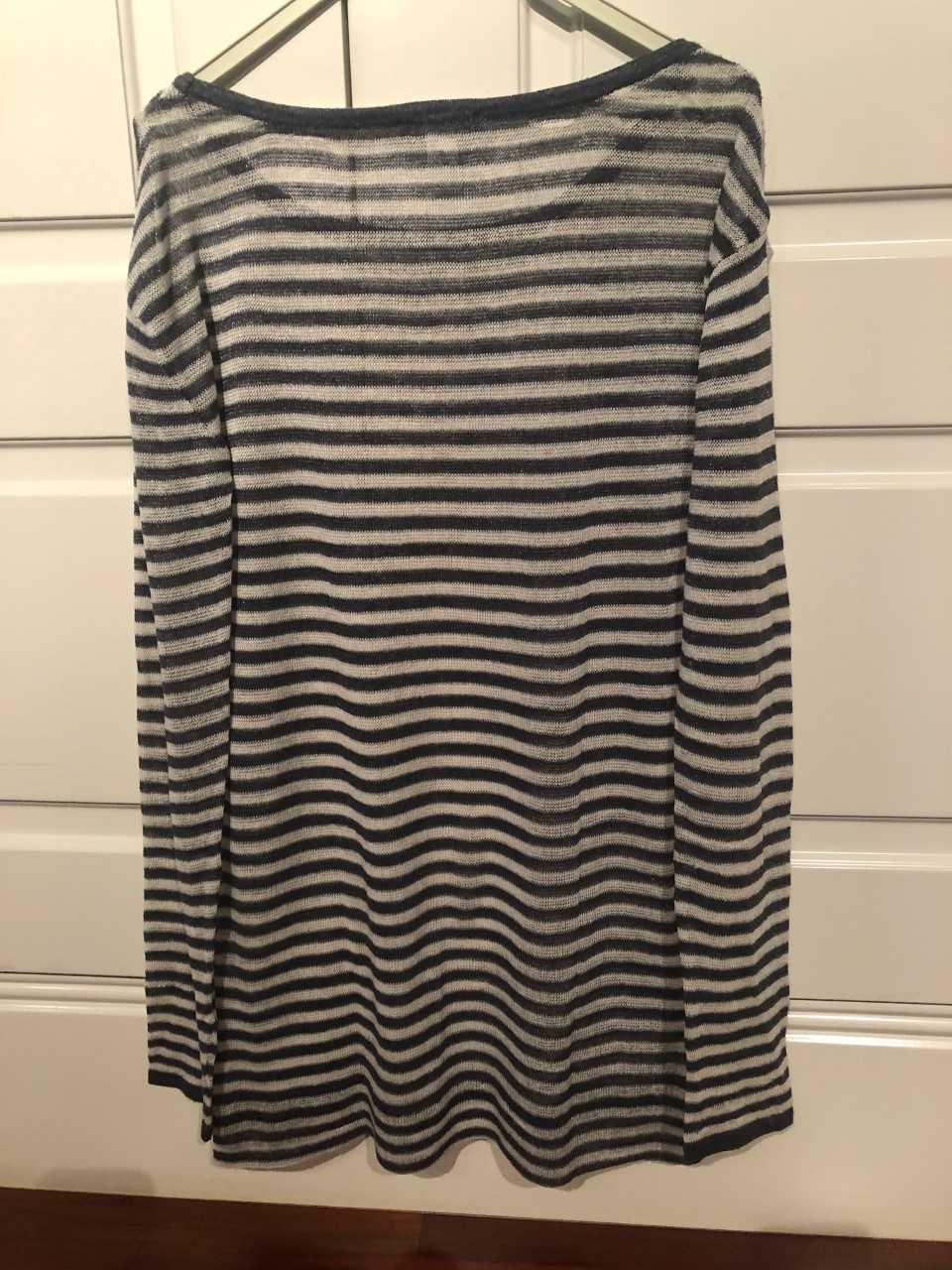 blusa/ túnica azul branca em malha marca MANGO tamanho XL