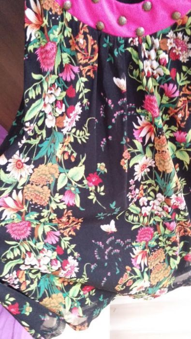 sukienka / tunika kwiaty ornamenty LATO boho jak nowa