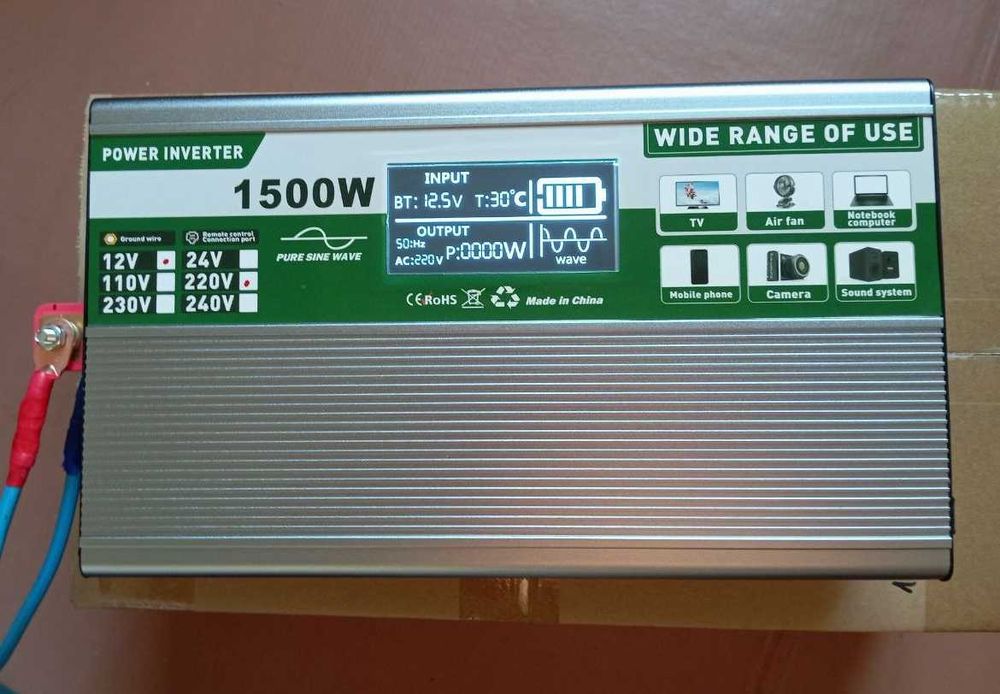 Інвертор 12/220v 3000/1500W (ВЕЛИКИЙ) ЧИСТИЙ СИНУС Преобразователь