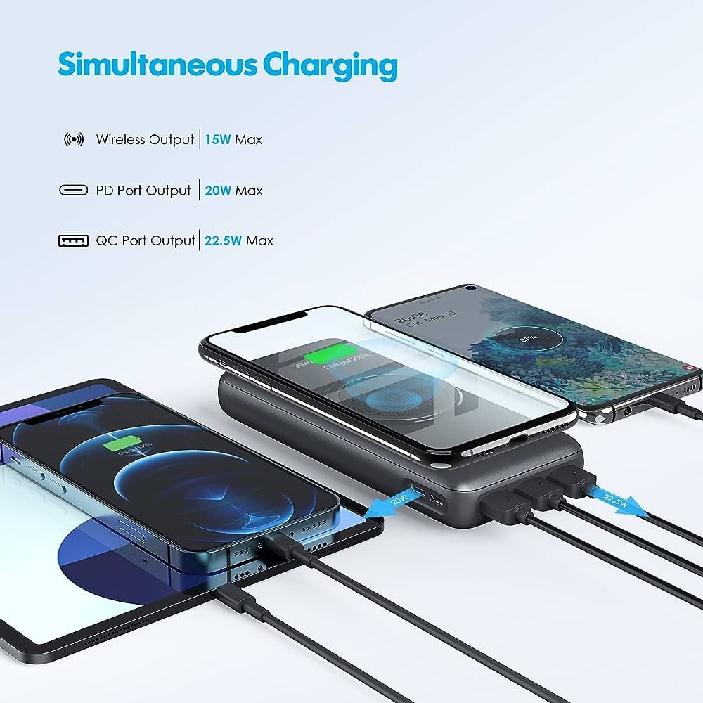 Power Bank Charmast з бездротовою зарядкою 20000mAh