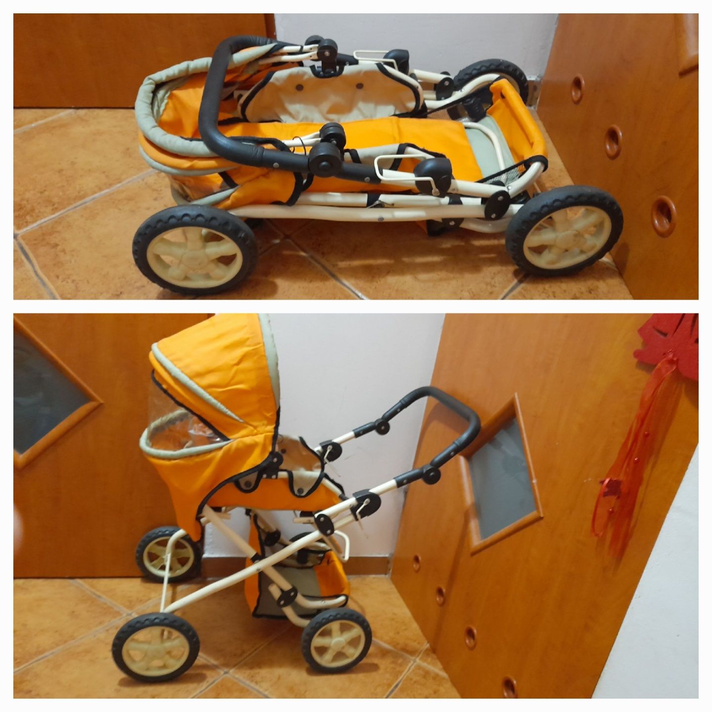 Wózek głęboko-spacerowy z torebką,nosidelkiem dla lalki.wózek 2w1.