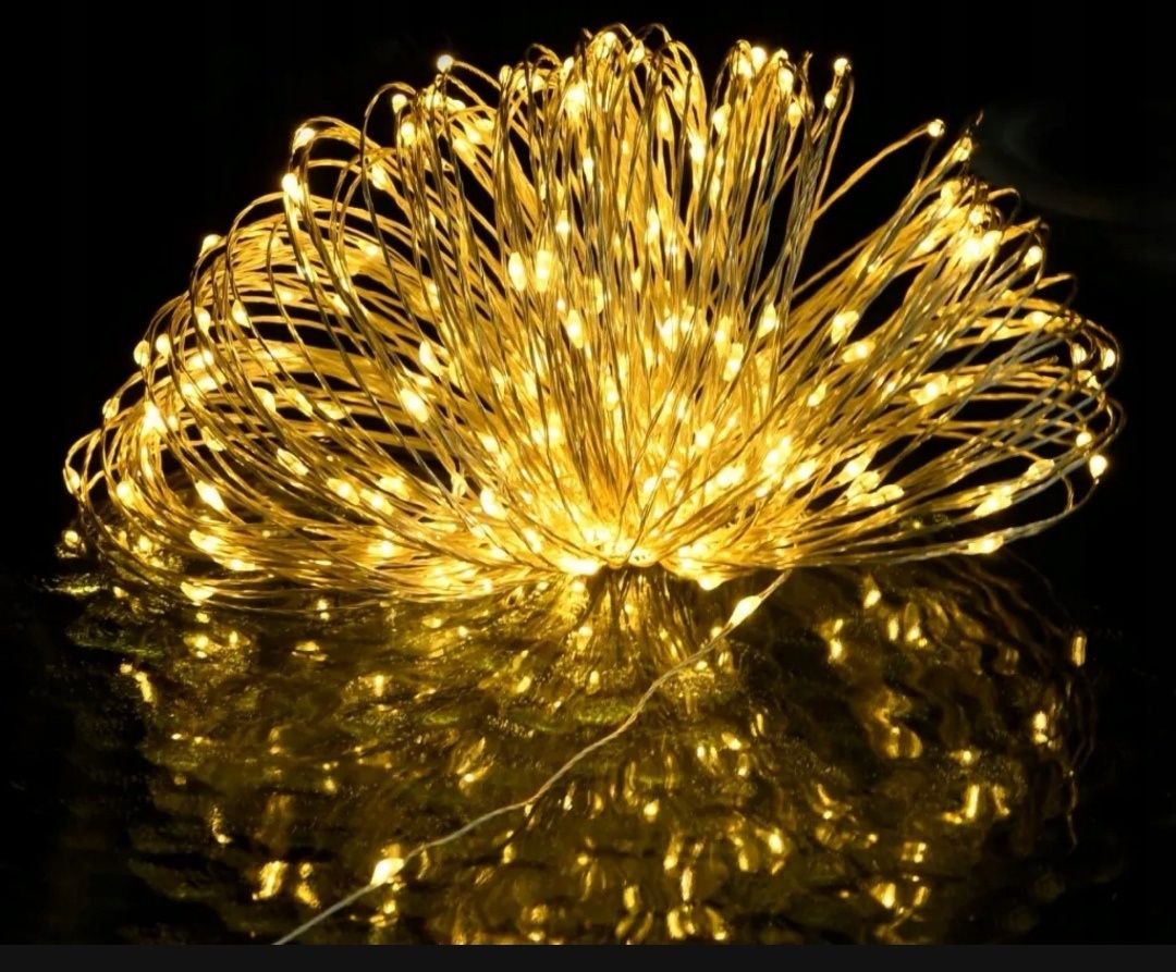 LAMPKI NA DRUCIE białe ciepłe 300 LED 3 metry z pilotem