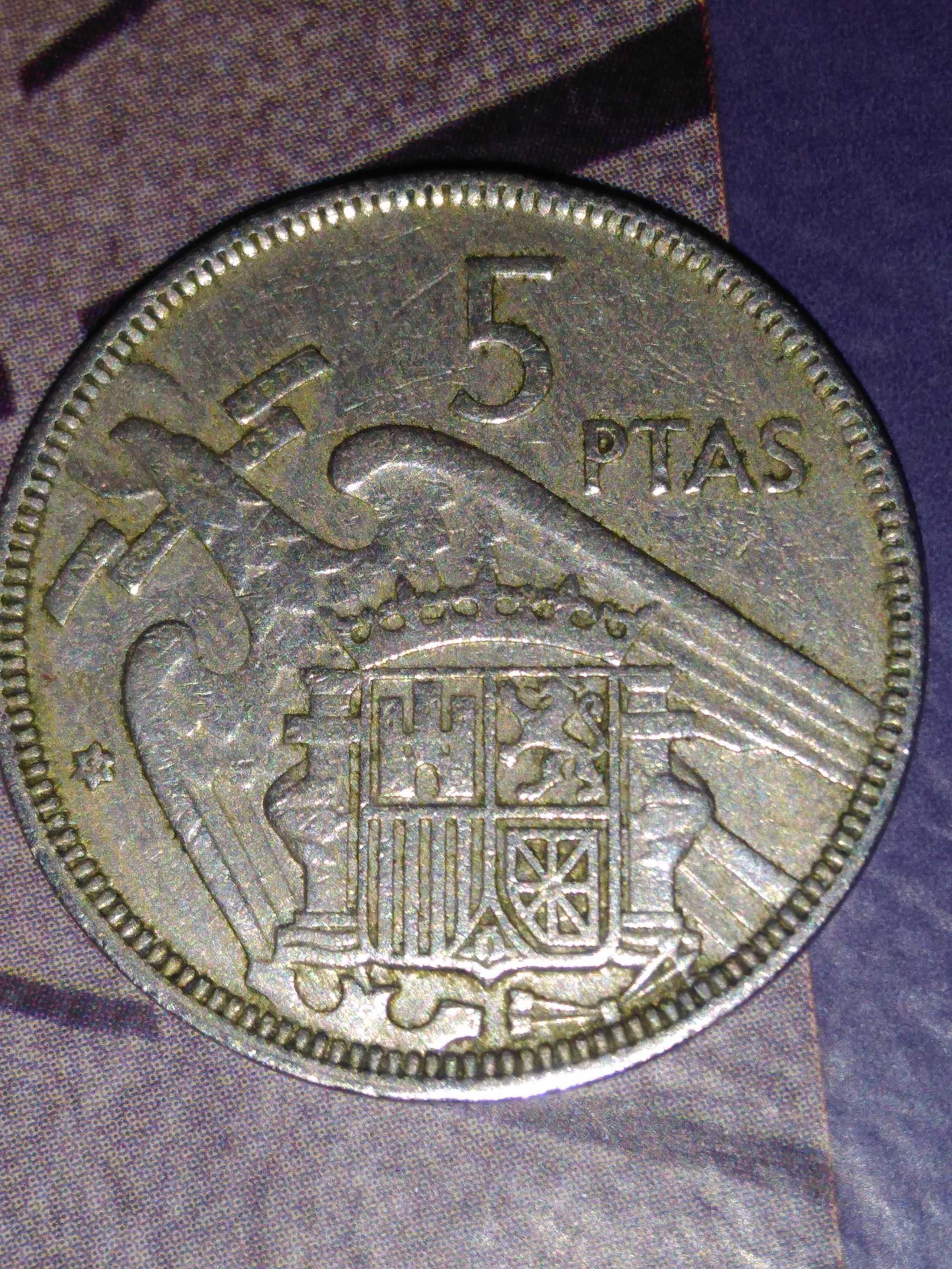 Moeda de 5 pesetas rara 1957