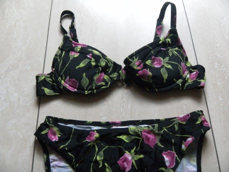 Strój kostium kąpielowy bikini róże roses Resort 36,S komplet