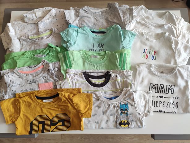 Koszulki t-shirt chłopięcy r. 80 zestaw 14 sztuk