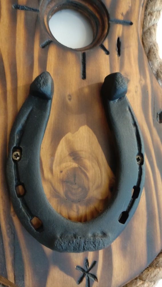 Ozdoba drewniana dekoracja podkowa na szczęście sznur prezent handmade