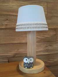 Lampka lampa nocna drewniana z drewna boho handmade