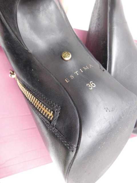 Ryłko Estima skórzane botki szpilki szpic 36